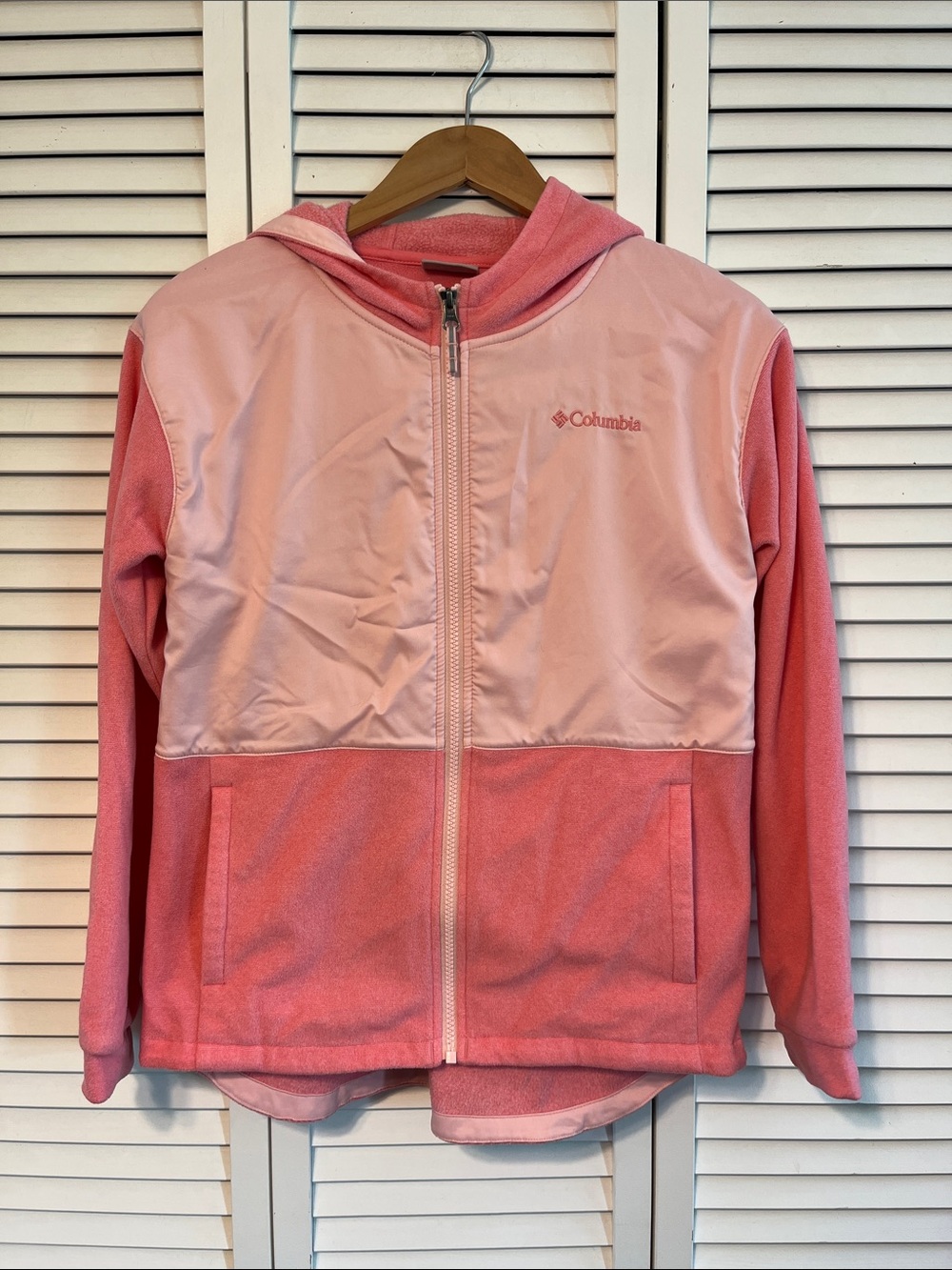 Columbia Pink Full‑Zip Hooded Kids Jacket
